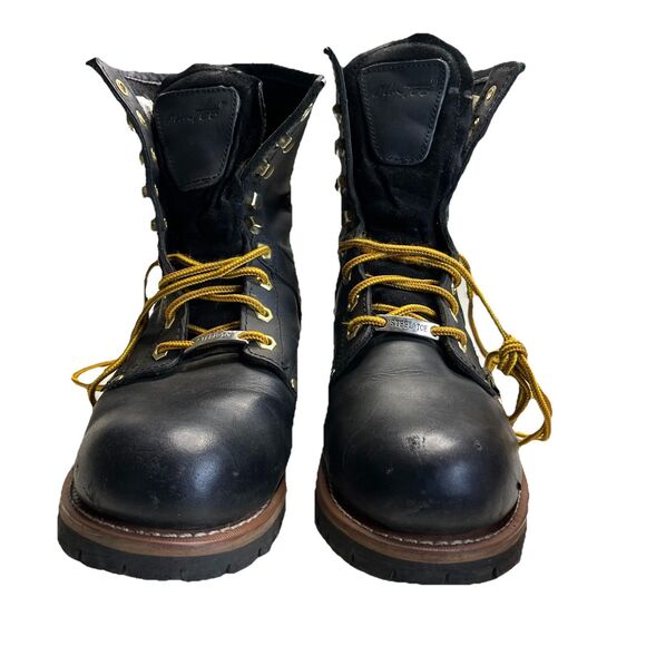 AdTech Men Black Leather Work Boots Stock No 1428 Steel Toe Size 13M Industrial main image 6